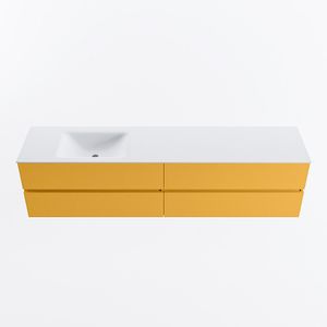 MONDIAZ VICA 200cm badmeubel onderkast Ocher 4 lades. Wastafel CLOUD links zonder kraangat, kleur Talc.