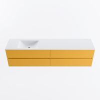 MONDIAZ VICA 200cm badmeubel onderkast Ocher 4 lades. Wastafel CLOUD links zonder kraangat, kleur Talc.