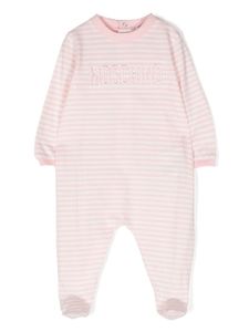 Moschino Kids pyjama rayé à logo brodé - Rose