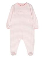 Moschino Kids pyjama rayé à logo brodé - Rose - thumbnail