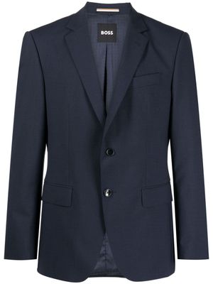 BOSS blazer boutonné à revers crantés - Bleu