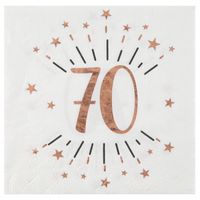 Verjaardag feest servetten leeftijd - 10x - 70 jaar - rose goud - 33 x 33 cm - thumbnail