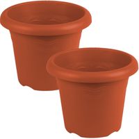 5x stuks terra cotta ronde plantenpot/bloempot kunststof diameter 16 cm - thumbnail