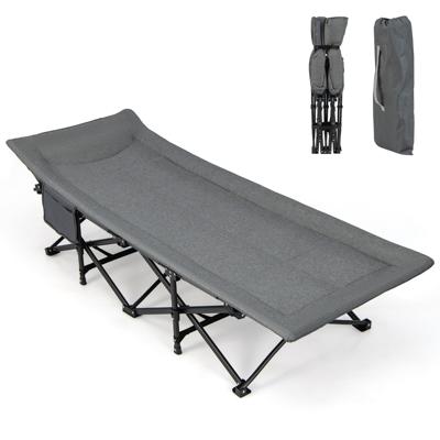 Veldbed Inklapbaar Campingbed Klapbed met Zijzak Draagbare Campingstoel Incl. Draagtas Logeerbed voor Binnen en Buiten Grijs
