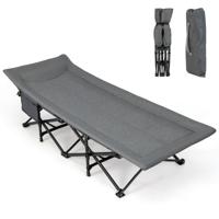 Veldbed Inklapbaar Campingbed Klapbed met Zijzak Draagbare Campingstoel Incl. Draagtas Logeerbed voor Binnen en Buiten Grijs