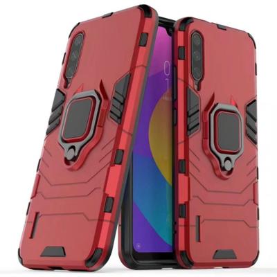 PC + TPU schokbestendige beschermhoes met magnetische ring houder voor Xiaomi mi CC9/a3 Lite (rood)