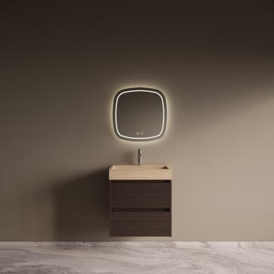 Badmeubelset Riga Travertin met Wastafel 60 cm Bruin Eiken