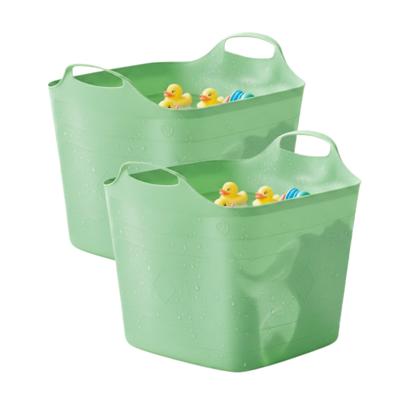 Excellent houseware Flexibele kuip / emmer - 2x - groen - 25 l - kunststof - 40 x 35 cm