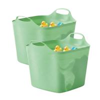 Excellent houseware Flexibele kuip / emmer - 2x - groen - 25 l - kunststof - 40 x 35 cm