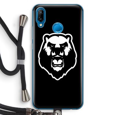 Angry Bear (black): Huawei P20 Lite Transparant Hoesje met koord