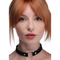 XR Brands Kinky Kitty Ring Slim Choker - PU Leather - Black