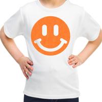 Verkleed T-shirt voor meisjes - Smile Emoticon - wit - carnaval - feestkleding voor kinderen - thumbnail