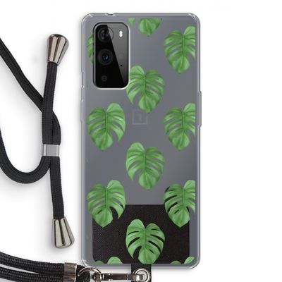 Monstera leaves: OnePlus 9 Pro Transparant Hoesje met koord