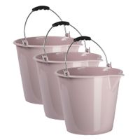 3x stuks huishoud schoonmaak emmers kunststof oud roze 9 liter inhoud 30 x 26 cm