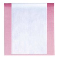 Feest tafelkleed met loper op rol - roze/wit - 10 meter - Feesttafelkleden - thumbnail