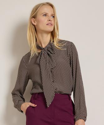 stippenprint blouse met strikkraag stippenprint blouse met strikkraag