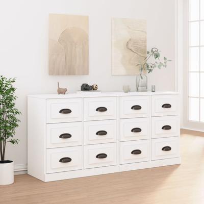 Dressoirs 2 st bewerkt hout hoogglans wit
