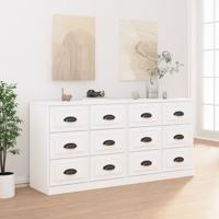 Dressoirs 2 st bewerkt hout hoogglans wit