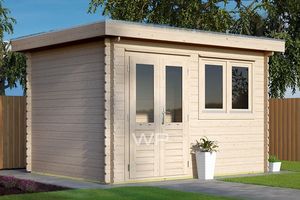Woodpro Kats Tuinhuis 400x300 cm 28 mm vuren blank- Plat dak- Onbehandeld vurenhout- Woodpro