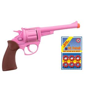 Politie/Cowboy speel set - 8 Schots Pistool - roze - Incl 96 Plaffertjes - Carnaval/Thema Feest