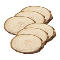 Decoratie boomschijven met bast - 24x - 9 x 6 cm - boomschijfjes onderzetters - hout