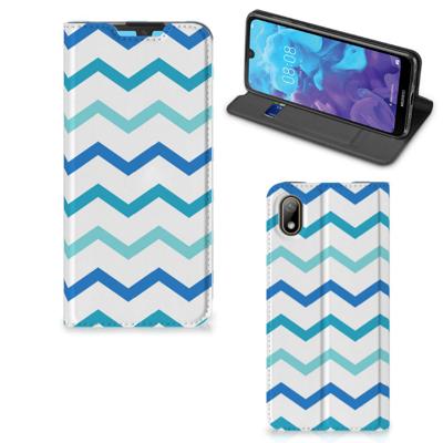 Huawei Y5 (2019) | Hoesje met Magneet | Zigzag Blauw