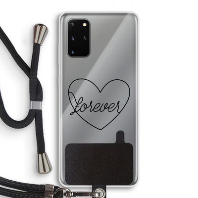 Forever heart black: Samsung Galaxy S20 Plus Transparant Hoesje met koord