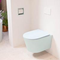 Wandcloset Mondiaz Lavie | Zonder spoelrand | Incl.Toiletzitting-Clay | Keramiek | Greey (licht grijs)