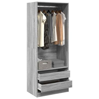 Kledingkast 80x50x200 cm bewerkt hout grijs sonoma eikenkleur