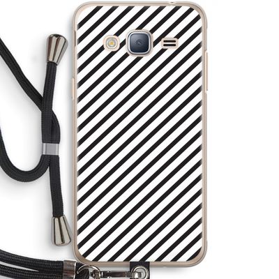 Strepen zwart-wit: Samsung Galaxy J3 (2016) Transparant Hoesje met koord