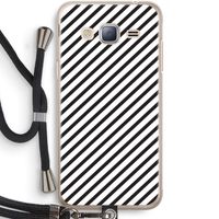 Strepen zwart-wit: Samsung Galaxy J3 (2016) Transparant Hoesje met koord