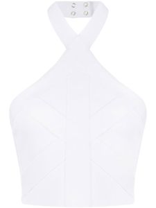 Balmain haut en maille crop à dos-nu - Blanc