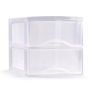 Ladeblokje/bureau organizer met 2x lades - transparant - L26 x B36 x H25 cm - plastic