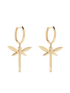 Anapsara petites boucles d'oreilles pendantes Dragonfly en or 18ct