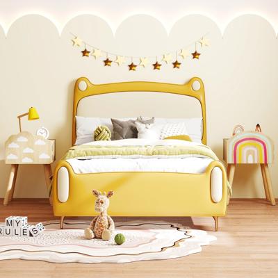2er Set Kinder Nachttisch Nachtschrank met Kleine Kast & Massief Houten Poten Bijzettafel Schattig 34 x 30 x 54 cm