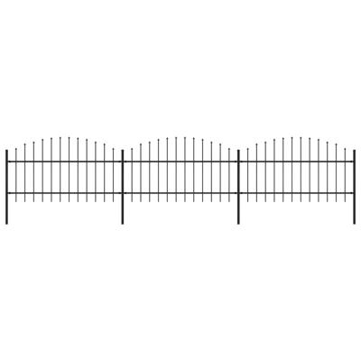 Tuinhek met speren bovenkant (1-1,25)x5,1 m staal zwart