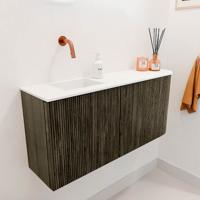 Toiletmeubel Mondiaz Joya | 91.6 cm | Meubelkleur Shadow | Faye wastafel Talc Links | Zonder kraangat(en)