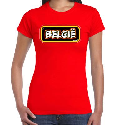 Verkleed T-shirt voor dames - Belgie - rood - supporter - themafeest