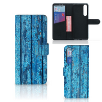 Sony Xperia 1 II Book Style Case Wood Blue - thumbnail