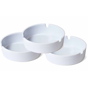 3x Basis asbakken wit 10 cm kunststof   -