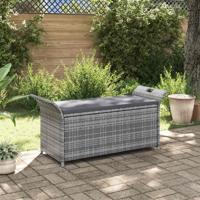 Opbergbankje met kussen 138 cm poly rattan grijs Opbergbankje met kussen 138 cm poly rattan grijs