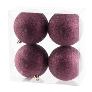 Cosy & Trendy Kerstballen - 4 stuks - donkerroze - kunststof - 10 cm