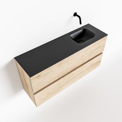 Toiletmeubel Mondiaz Ada | 100 cm | Meubelkleur Washed oak | Lex wastafel Urban Rechts | Zonder kraangat