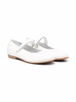 Monnalisa ballerines en cuir à logo imprimé - Blanc