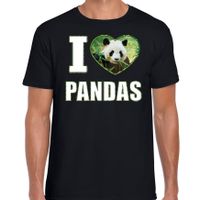 I love pandas t-shirt met dieren foto van een panda zwart voor heren - thumbnail