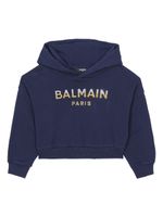 Balmain Kids hoodie en coton à logo imprimé - Bleu - thumbnail