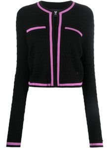 Karl Lagerfeld cardigan à bords rayés - Noir