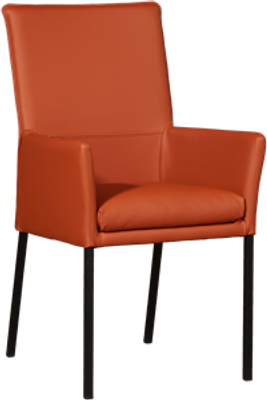 Cognac leren moderne eetkamerstoel Royal - poot vierkant zwart - Toledo Leer Cotto (cognac leer)