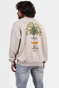 Purewhite Paradise Print Sweater Heren Sand - Maat S - Kleur: Sand | Soccerfanshop