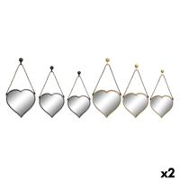Set spiegels DKD Home Decor Scandi Kristal Zwart Gouden Polypropyleen (26 x 3 x 26 cm) (2 Stuks)